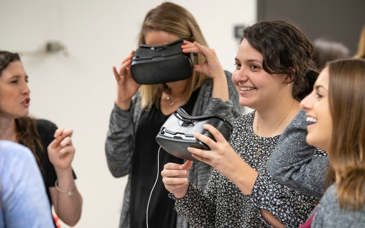 Students using VR headseats